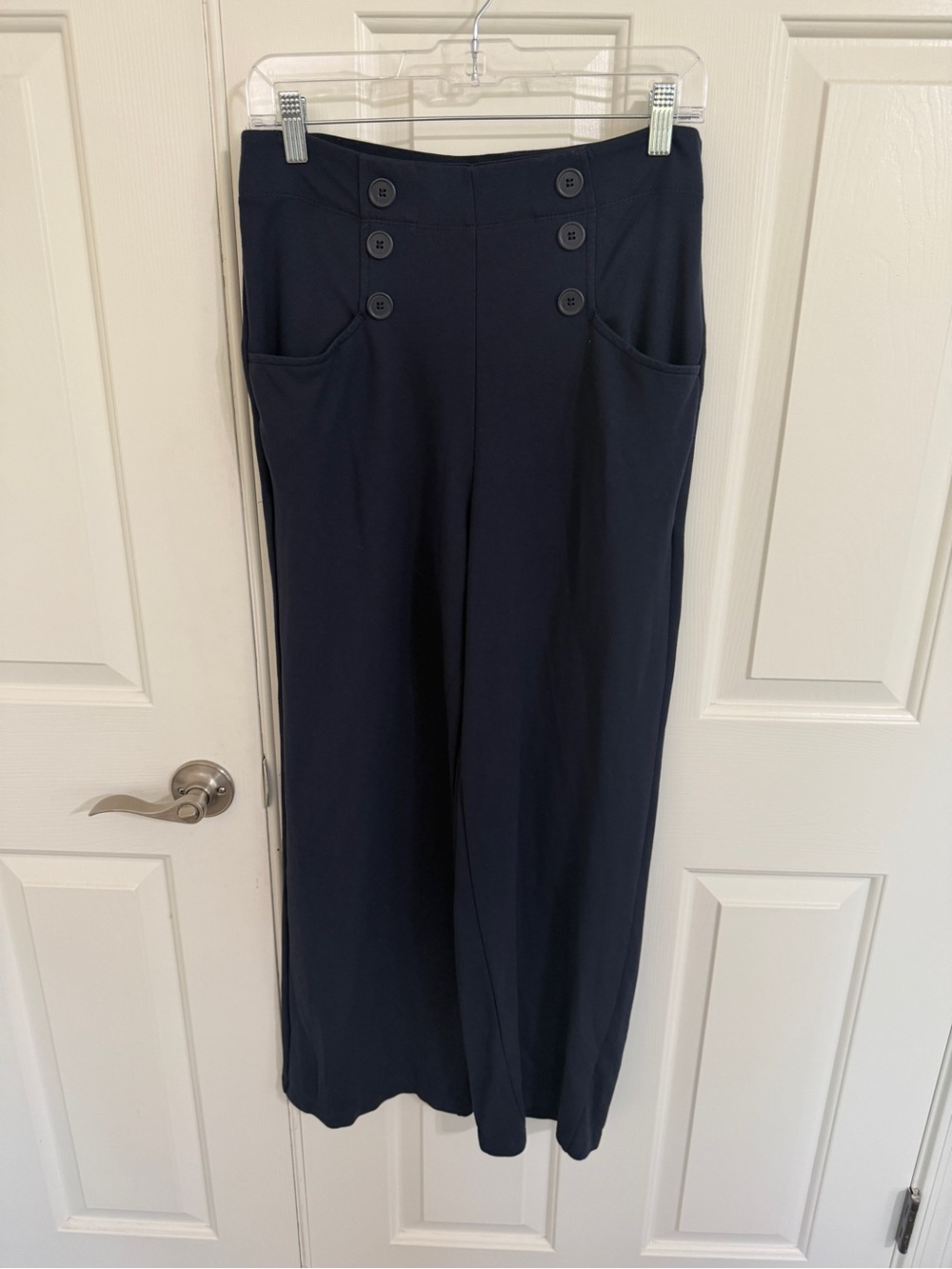 Max Studio London 8 Navy Sailor Pants Wide Leg High Waist Pinup Rockabilly